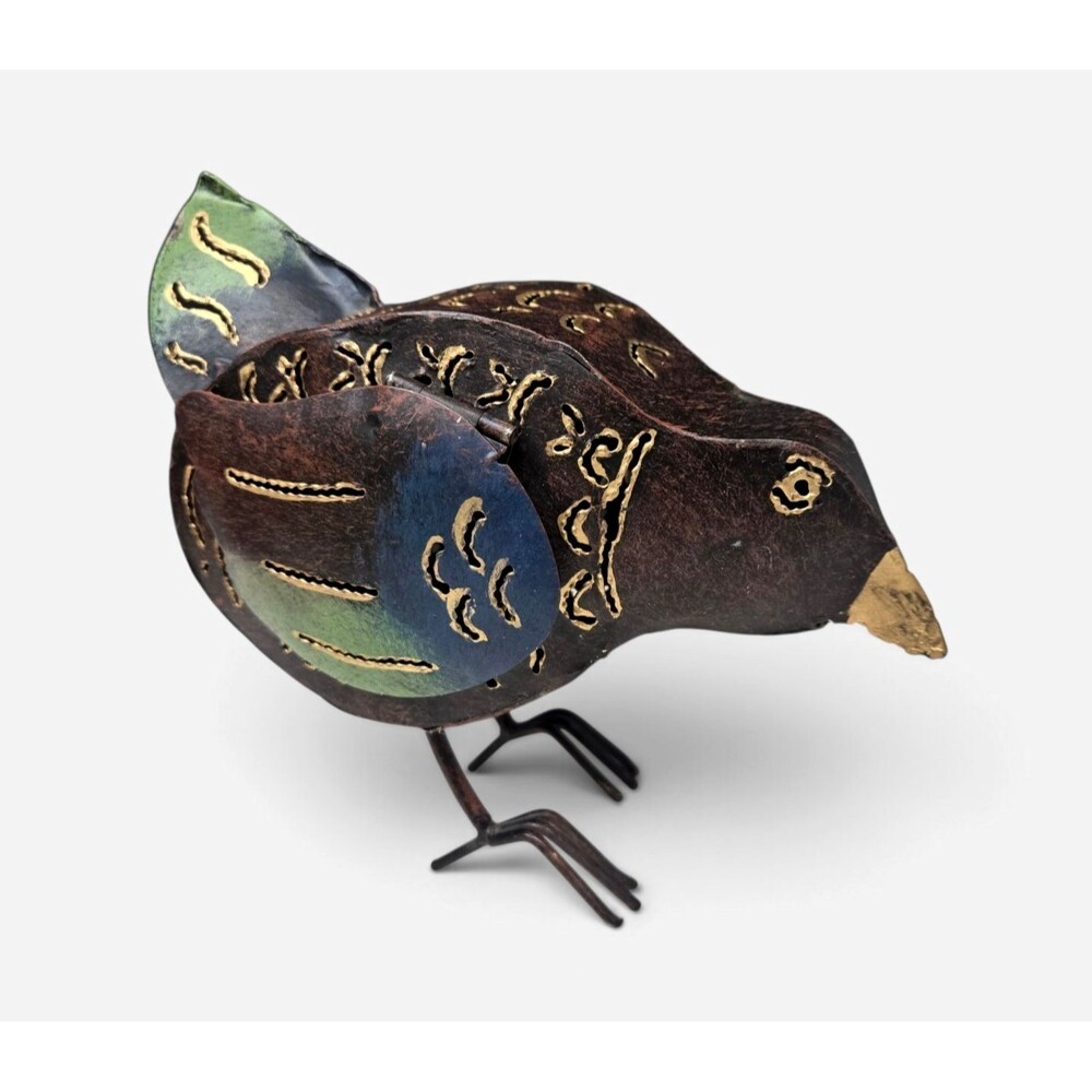 DanDiBo Metal Chicken Hen Bird Tealight Candle Holder Hinged Wings Rustic Cutout